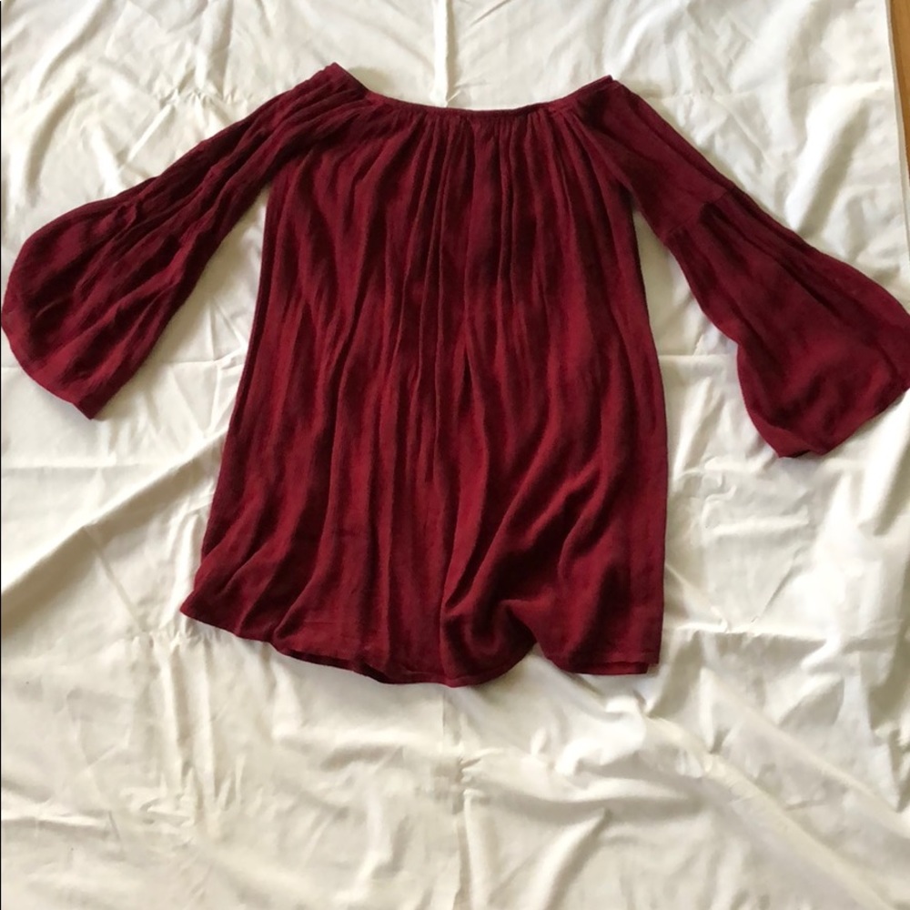 Burgundy off the shoulder dress